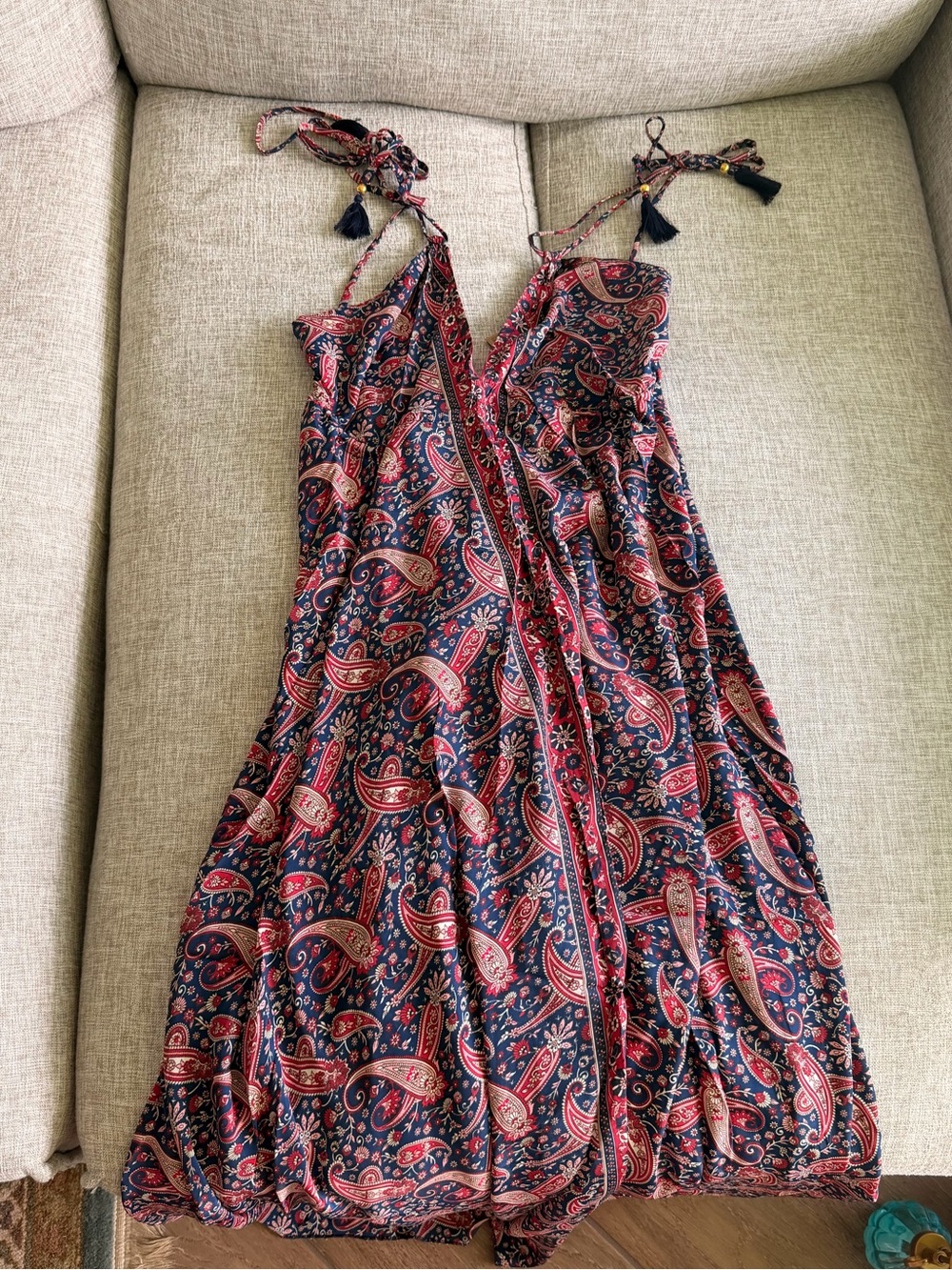 Rhea Printed Blue & Red Paisley Sundress size S-L